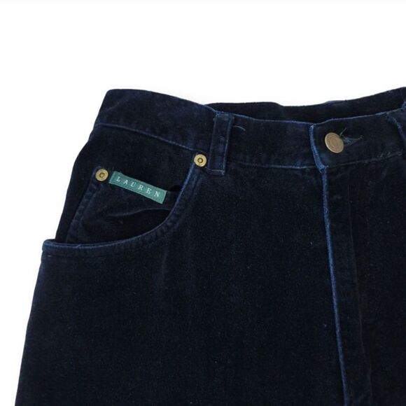 Vintage 90s Y2K Ralph Lauren Wide Leg High Rise Mom Velvet Jeans Size 10 - Picture 7 of 10